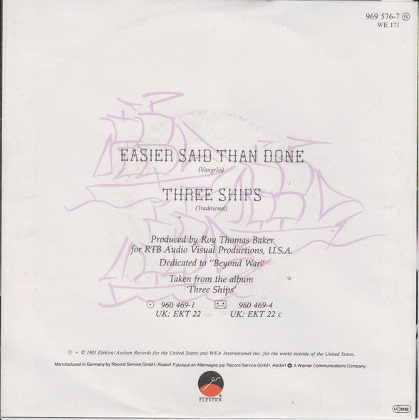Jon Anderson : Easier Said Than Done / Three Ships (7", Single)