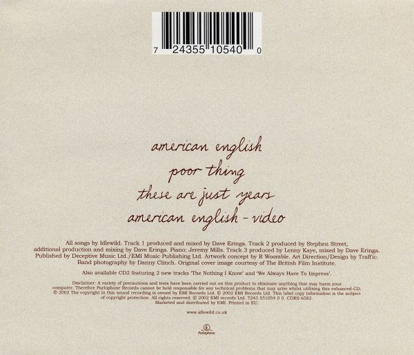 Idlewild : American English (CD, Single, Enh, CD1)