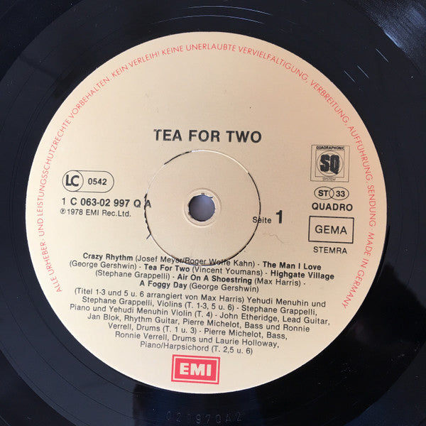 Yehudi Menuhin, Stéphane Grappelli : Tea For Two (LP, Album, Quad)