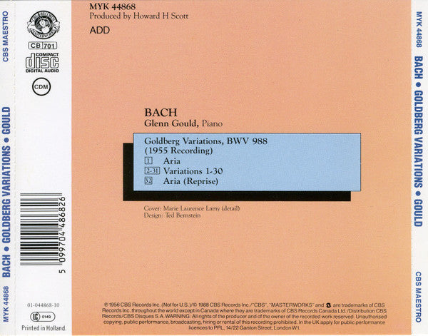 Johann Sebastian Bach - Glenn Gould : Goldberg Variations (CD, RM)