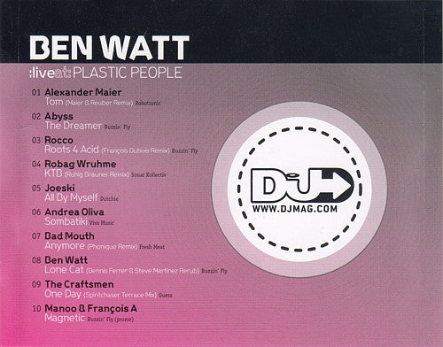 Ben Watt : Live At: Plastic People (CD, Mixed)