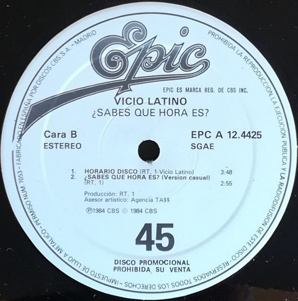 Vicio Latino : ¿Sabes Que Hora Es? (12", Maxi, Promo)