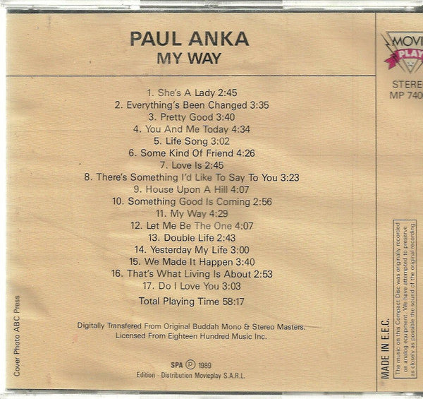 Paul Anka : My Way (CD, Comp)