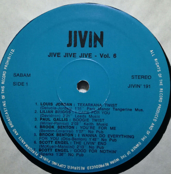 Various : Jive ! Jive ! Jive ! Vol. 6 (LP, Comp)