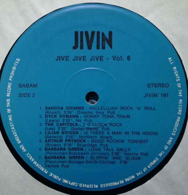 Various : Jive ! Jive ! Jive ! Vol. 6 (LP, Comp)