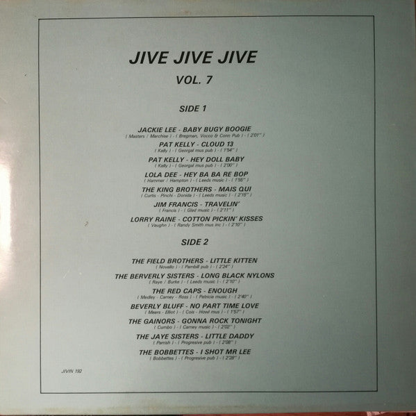 Various : Jive ! Jive ! Jive ! Vol. 7 (LP, Comp)