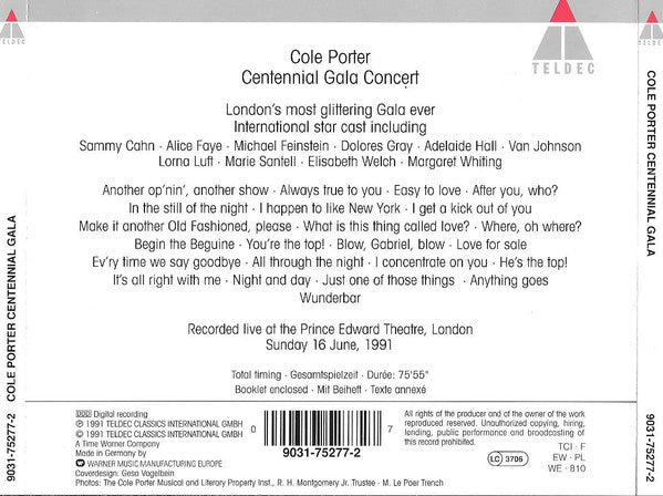 Various : Cole Porter Centennial Gala Concert (CD)