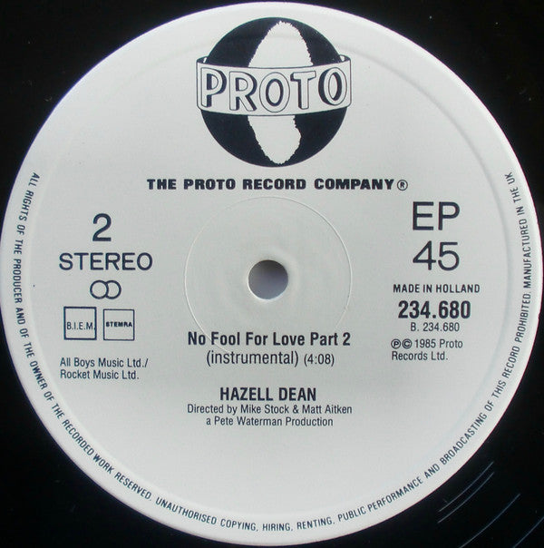 Hazell Dean : No Fool (For Love) (12", EP)