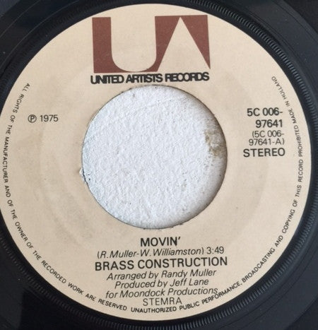 Brass Construction : Movin' / Talkin' (7", Single, Gre)