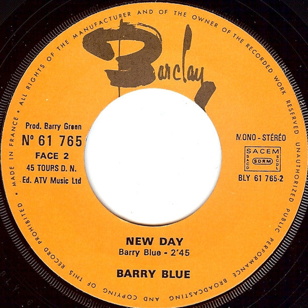 Barry Blue : Dancin' (On A Saturday Night) (7", Single)