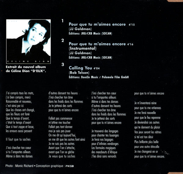 Céline Dion : Pour Que Tu M'Aimes Encore (CD, Maxi)