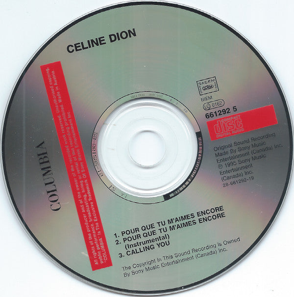 Céline Dion : Pour Que Tu M'Aimes Encore (CD, Maxi)