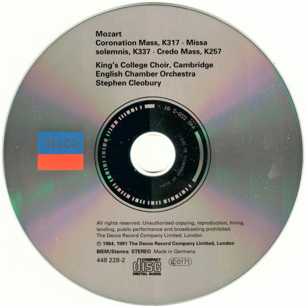 Wolfgang Amadeus Mozart, English Chamber Orchestra, The King's College Choir Of Cambridge, Stephen Cleobury : Coronation Mass, K.317 / Missa Solemnis, K.337 / Credo Mass, K.257 (CD, Album)