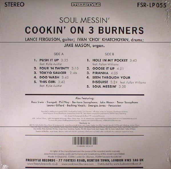 Cookin' On 3 Burners : Soul Messin' (LP, Album, RP, Whi)