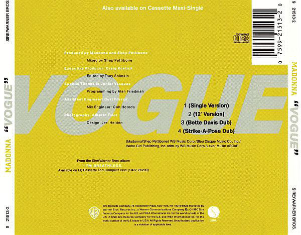 Madonna : Vogue (CD, Maxi, RE)