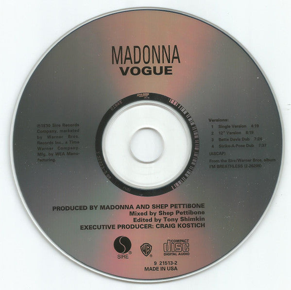 Madonna : Vogue (CD, Maxi, RE)