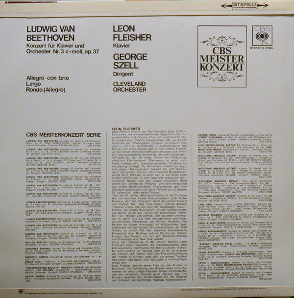 Ludwig van Beethoven, Leon Fleisher, George Szell & The Cleveland Orchestra : Konzert Für Klavier Und Orchester Nr. 3 C Moll, Op. 37 (LP)