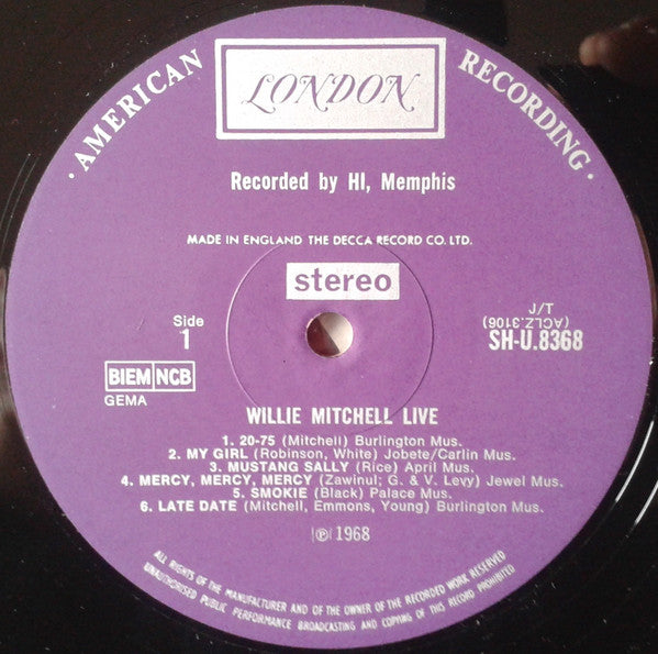 Willie Mitchell : Willie Mitchell Live (LP, Album)