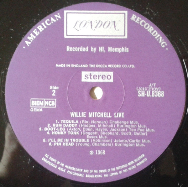Willie Mitchell : Willie Mitchell Live (LP, Album)