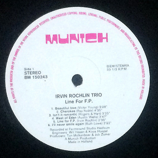 Irvin Rochlin Trio : Line For F.P. (LP, Album)