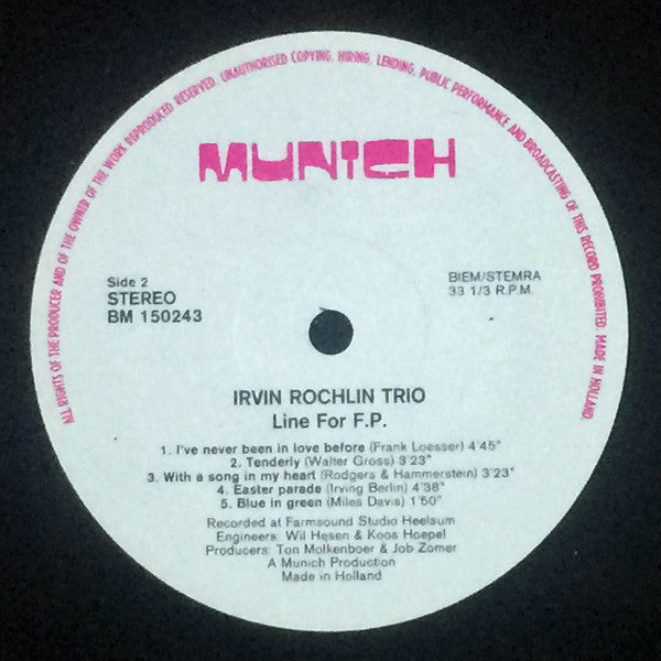 Irvin Rochlin Trio : Line For F.P. (LP, Album)