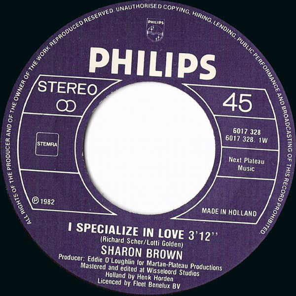 Sharon Brown : I Specialize In Love (7", Single)