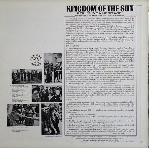 David Lewiston : Kingdom Of The Sun (Peru's Inca Heritage) (LP, Album, RE)
