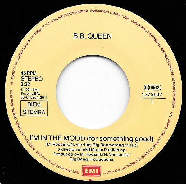 B.B. Queen : I'm In The Mood (For Something Good) (7", Single)