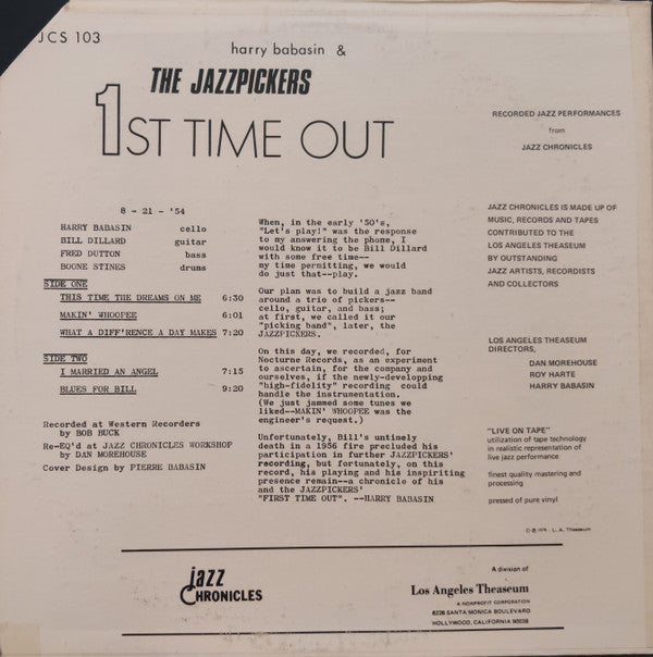 Harry Babasin And The Jazz Pickers : 1st Time Out (LP, Album)