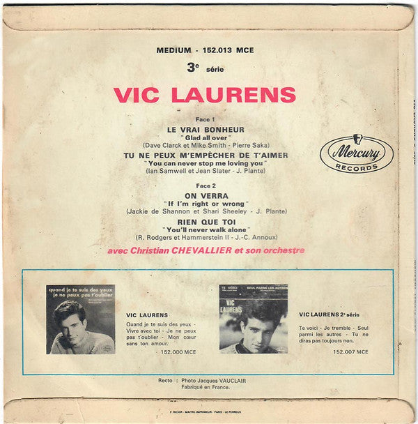 Vic Laurens : Le Vrai Bonheur   (7", EP, Mono)