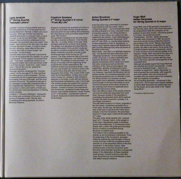 Bedřich Smetana • Leoš Janáček • Hugo Wolf - Anton Bruckner - Melos Quartett : Streichquartette = String Quartets /  Streichquintett = String Quintet (2xLP)