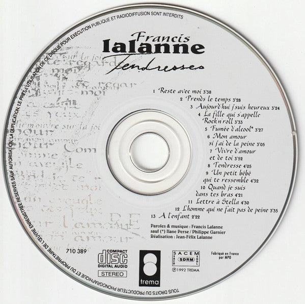 Francis Lalanne : Tendresses (CD, Album)