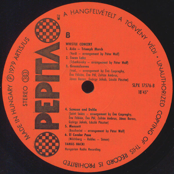 Hacki Tamás : Whistle Concert (LP, Album, Eng)