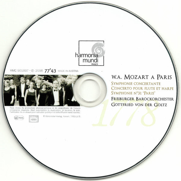 Freiburger Barockorchester - Wolfgang Amadeus Mozart : "Concertante" Paris 1778 - Concerto Pour Flute Et Harpe (CD, Album, Dig)