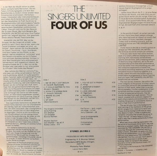 The Singers Unlimited : Four Of Us (LP, Album, Gat)