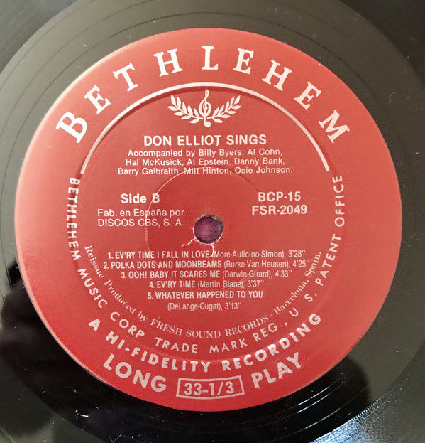 Don Elliott : Don Elliot Sings (LP, Album, Mono, RE)