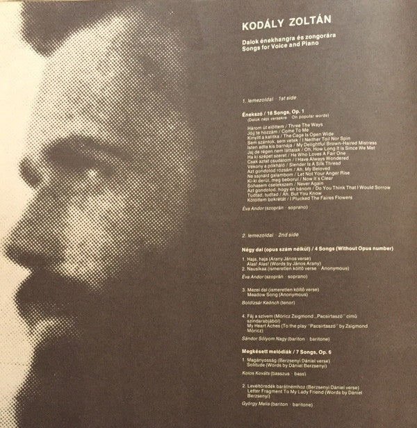 Zoltán Kodály : Songs For Voice And Piano (2xLP, Album)