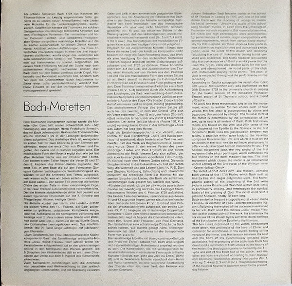 Johann Sebastian Bach - Kantorei Barmen-Gemarke, Collegium Aureum Leitung Helmut Kahlhöfer : Sieben Motetten (2xLP)