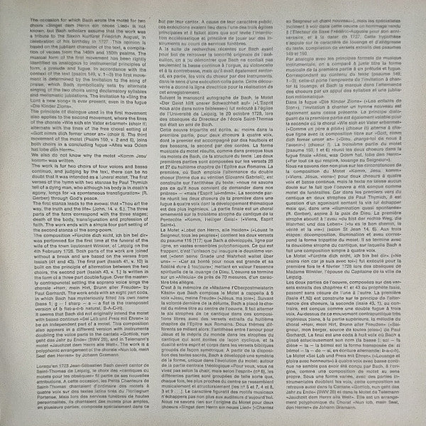 Johann Sebastian Bach - Kantorei Barmen-Gemarke, Collegium Aureum Leitung Helmut Kahlhöfer : Sieben Motetten (2xLP)