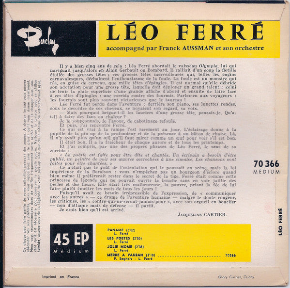 Léo Ferré : Paname (7", EP, RE)