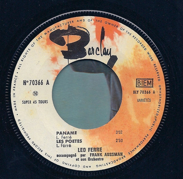 Léo Ferré : Paname (7", EP, RE)