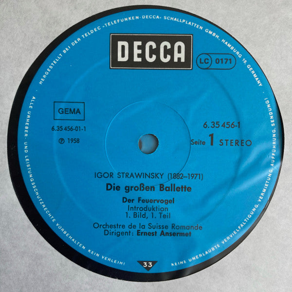 Igor Stravinsky, L'Orchestre De La Suisse Romande, Ernest Ansermet : Die Grossen Ballette (6xLP, Comp + Box)