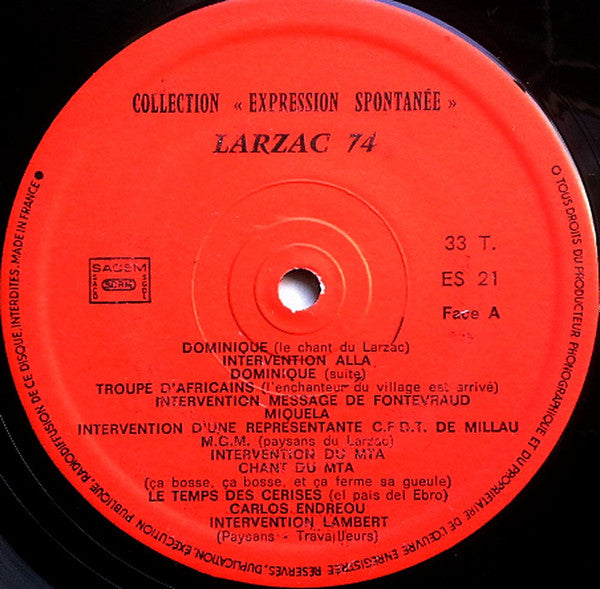 Various : Larzac 74 (LP, Album)