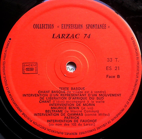 Various : Larzac 74 (LP, Album)