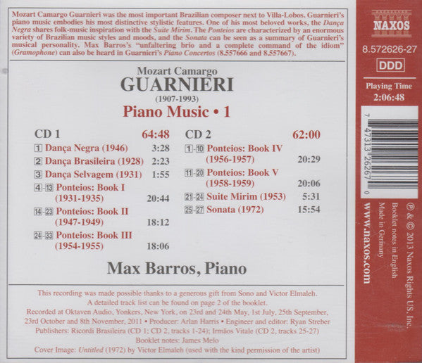 Mozart Camargo Guarnieri / Max Barros : Piano Music • 1: Ponteios • Suite Mirim • Sonata (2xCD, Album)