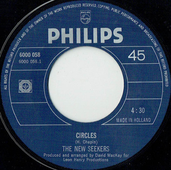 The New Seekers : Circles / Mystic Queen (7", Lar)