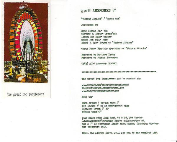 Anemones : Vicious Attacks / Candy Ooh (7", Single, Ltd, Num)