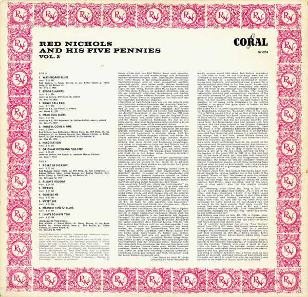 Red Nichols And His Five Pennies : Vol. 2 Original Recordings Made In 1926-1930 (LP, Comp, Mono)