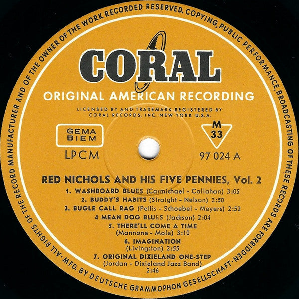 Red Nichols And His Five Pennies : Vol. 2 Original Recordings Made In 1926-1930 (LP, Comp, Mono)