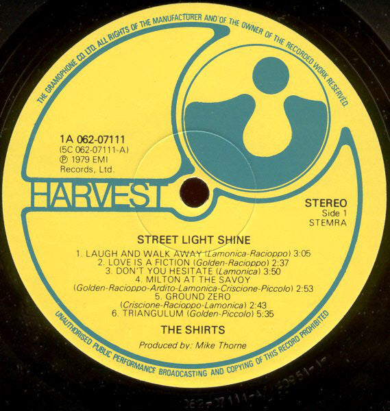 The Shirts : Street Light Shine (LP, Album, RP)